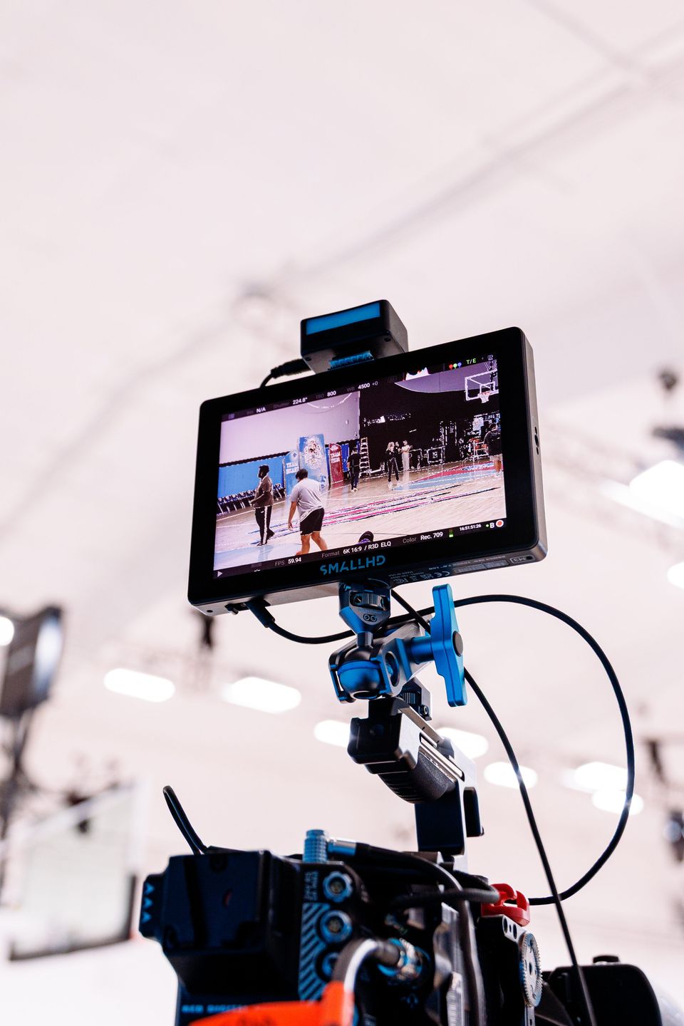 Director's monitor showing the court