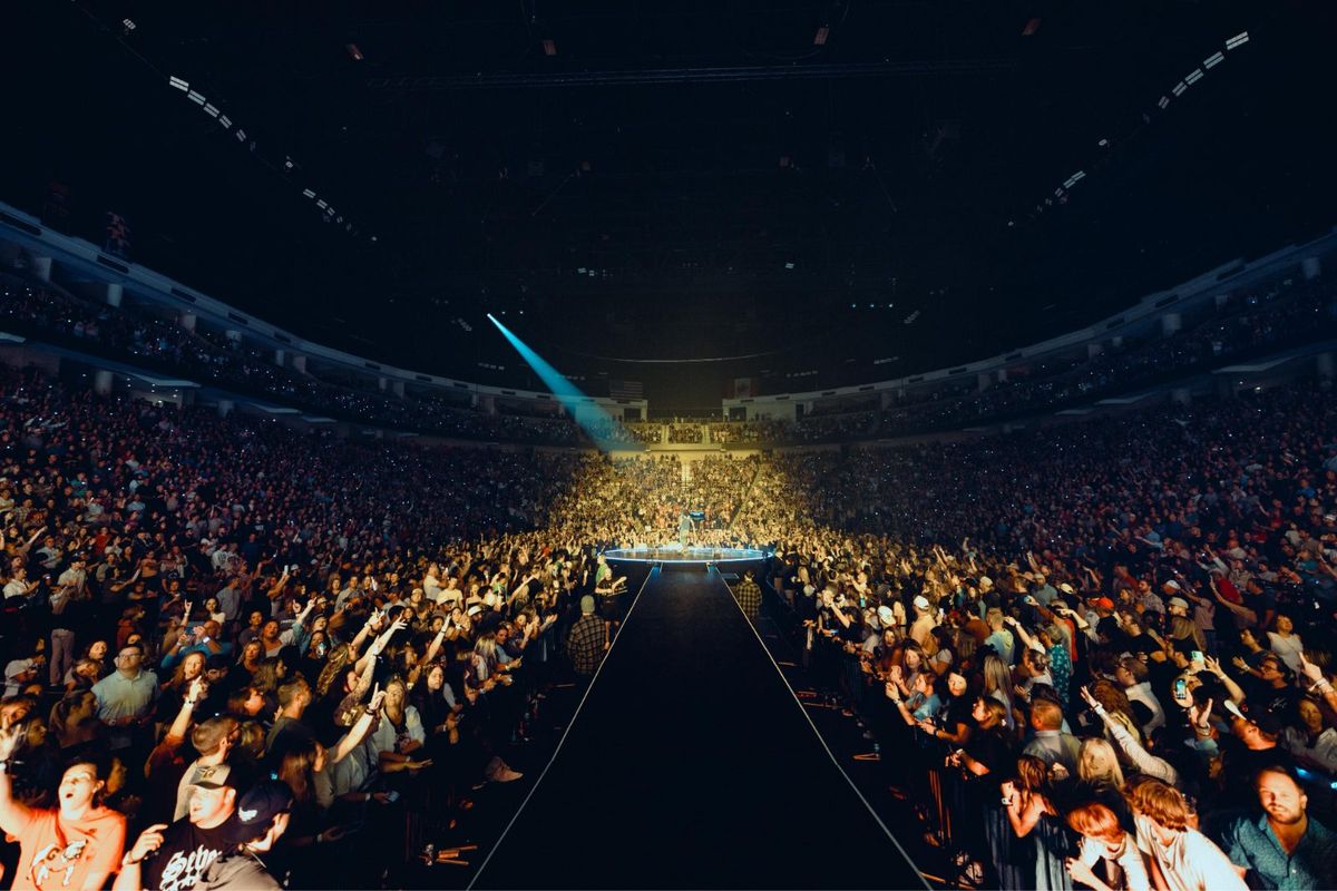 Arena from front of house with IMAG screens