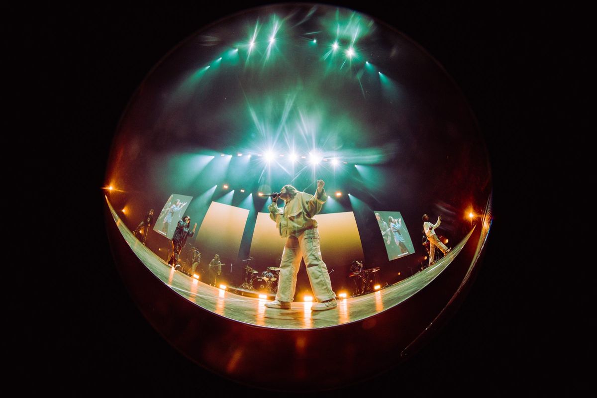 Elevation Nights, Toronto — IMAG panels across the LED set, shot through a fisheye